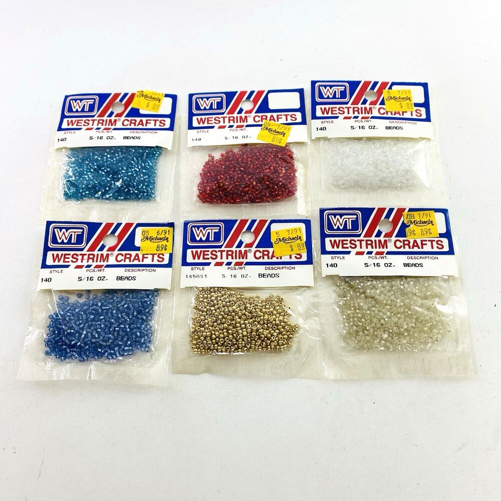 Vintage Westrim Crafts Seed Beads Lot of 6 NOS 5/16oz Jewelry Dress Making 1990s